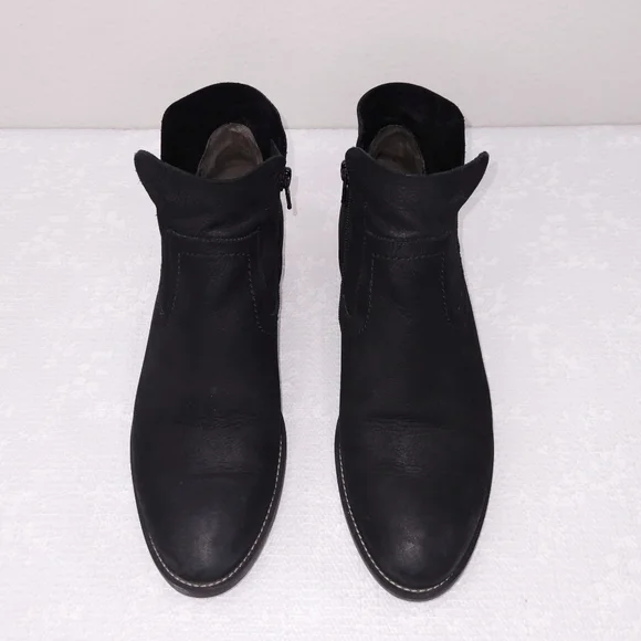 Paul Green Boston Bootie Black Nubuck Heeled Ankle Boots US 7 - Picture 6 of 11